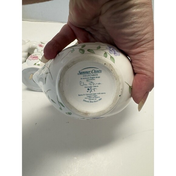 VTG  Johnson Bros Summer Chintz Swan Creamer Rare* Duck/ Baby Salt Pepper Lot - Picture 7 of 11